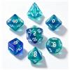 QUTHZZHY Set di dadi da gioco DND, 7 pezzi DND Dice, dadi poliedrici, cubi poliedrici, set di dadi per MTG, Dungeon and Dragons (scrittura blu-verde e bianco)