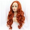 SereneWig Parrucca sintetica da donna con pizzo frontale, resistente al calore, colore rosso mattone, 61 cm, 360 #, parrucca di ricambio per attaccatura dei capelli naturale