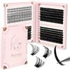 Lunamoon Ciglia Finte Ciuffetti Cluster Lashes Ciglia a Ciuffetti per DIY | Extension Ciglia a Ciuffetti Effetto Naturale Individuali Ciglia Clusters Wispy Spiky Lash Extension(Spiky+60D+80D+100D)