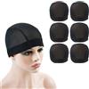 YTBYT 6 pezzi Cappellino in Maglia Nera per Realizzare Parrucche Pettinature Estensibili con Fascia Elastica Larga (cappuccio in rete nera M)