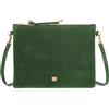 DUDU Piccola Borsa a Tracolla Donna in Pelle Scamosciata o Liscia, Borsa Piatta Crossbody con Zip e Tracolla Regolabile Removibile, Leggera ed Elegante in Vera Pelle Verde