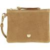 DUDU Piccola Pochette Donna in Pelle Scamosciata o Liscia con Zip e Laccetto da Polso Removibile, Bustina Portaoggetti in Vera Pelle, Mini Clutch Elegante da Borsa Caramel