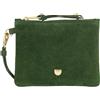 DUDU Piccola Pochette Donna in Pelle Scamosciata o Liscia con Zip e Laccetto da Polso Removibile, Bustina Portaoggetti in Vera Pelle, Mini Clutch Elegante da Borsa Verde