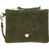 DUDU Piccola Pochette Donna in Pelle Scamosciata o Liscia con Zip e Laccetto da Polso Removibile, Bustina Portaoggetti in Vera Pelle, Mini Clutch Elegante da Borsa Khaki