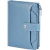Dadanism Porta Passaporto e Carte con Blocco RFID, Blu | Custodia Slim in Pelle PU con Tasca Cerniera per Monete, Piccoli Portafogli per Uomo & Donna, Essenziali per Viaggi