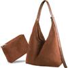 CorkAllin 2 borse da donna in pelle scamosciata, con tracolla regolabile, borsa a tracolla per autunno e inverno, con sacchetto