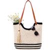 Aulenge Borsa Mare Grande Capacità Borsa da Spiaggia All'uncinetto | Grande Capacità, con Scomparto Interno, Stile Boho, Design Mesh, Borsa da Spiaggia e Borsa a Tracolla per Viaggi e Quotidiano