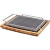 Baldassare Agnelli Pietra rettangolare con supporto in acc iaio inox 18/10 e basamento in legno, 25 x 30 cm
