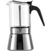 GRÄWE Macchina per caffè espresso con caraffa in vetro adatta a induzione, in acciaio inox, per 9 tazze, classica caffettiera per moka da 360 ml, adatta per piani cottura a induzione