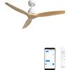 CREATE / WINDSTYLANCE M/Ventilatore da soffitto ABS bianco pale effetto legno naturale con Wifi e telecomando / 40W, Silenzioso, Ø132 cm, 6 velocità, estate-inverno, doppia altezza, motore DC