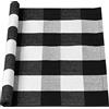 sourcing map Tappeto a quadri in cotone per interni ed esterni, tessuto lavabile bufalo tappeto a scacchi, retro zerbino passatoia per portico anteriore/cucina, bianco e nero 109 x 71 cm