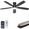 Ohniyou 132 cm Ventilatore da Soffitto con Luce, Telecomando e APP | Motore DC Silenzioso, LED Dimmerabile, Basso Profilo, Ventilatore da Soffitto Moderno per Camera da Letto Soggiorno, Nero