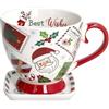 Andrea Fontebasso Set Tazza con piatto quadrato Let It Snow New Bone China Multicolor Linea New Milk&Coffee