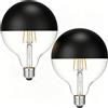 Vanpus Lampadina LED Vintage Edison E27-6W 2700K Warm White CRI>90, Mezzo Cromato Nera, Regolazione Senza Scintillio, Ø125mm per Ambienti Accoglienti (Confezione da 2)