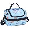 VASCHY Borsa termica per bambini, 2 scomparti, 7,4 l, blu oceano | Borsa termica con isolamento interno, isotermica 3-4 ore, tracolla rimovibile regolabile, manico superiore con fibbia
