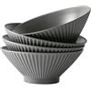 Jiwoo Set di 4 piatti fondi da 8 pollici, in ceramica di alta qualità, lavabili in lavastoviglie, per feste, ristoranti (grigio)