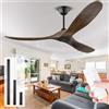 XSGDMN Ventilatore a Soffitto moderno all'aperto in Legno di Noce a 3 Pale Senza Luce per Interni e Verande Coperte, Motore DC Silenzioso a 6 Velocità con Telecomando, grande volume di aria