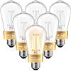 LVWIT Lampadine LED E27,Filamento Bianco,ST64 Stile Vintage Edison,7W Equivalenti a 60W,806LM 2700K, Non Dimmerabile, Confezione da 6