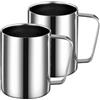 PORFOYO 2x Tazze in Acciaio Inox: Tazza Da Campeggio Con Manico, Tazza Isolata a Doppia Parete, Lavabile in Lavastoviglie, Tazzes in Metallo per Campeggio E Uso Quotidiano (Argento, 500 Ml)