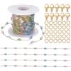 FINGERINSPIRE 6m Catena di Perline Colorate Satellitari in Ottone Dorato di Cristallo con 30 Anelli di Congiunzione in Acciaio Inossidabile e 10 chiusure a Moschettone per La Creazione di Gioielli