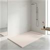SHOWER ONLINE Piatto doccia in resina FLOW scarico lineare frontale Colore Crema 80x70 finitura effetto ardesia antiscivolo, griglia in acciaio inox e piletta