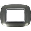 A2ZWORLD Placca Ovale In Plastica, Da 3 Moduli Posti, Compatibile Con Bticino Axolute (Acciaio Scuro)
