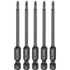 QUARKZMAN 5Pz T9 Inserti per Avvitatore Torx Sicurezza 1/4 Gambo Esagonale 3 (75mm) Magnetica Antimanomissione Chiavi Set Cacciaviti a Stella 6 Punte per Trapano Acciaio S3 con Foro