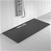 SHOWER ONLINE Piatto doccia in resina WIDE scarico lineare laterale Colore Antracite 90x90 finitura effetto ardesia antiscivolo, griglia in acciaio inox e piletta