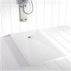 SHOWER ONLINE Piatto doccia in resina PLES scarico centrato lato superiore Colore Bianco 80x70 finitura effetto ardesia antiscivolo, griglia in acciaio inox e piletta
