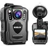 BOBLOV M5 64GB Fotocamera corpo di polizia, GPS 1440P montata sul corpo, batteria incorporata 4200MAH Bodycam, IP67 e IR per forze dell'ordine con supporto di aspirazione per auto (64GB)