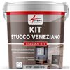 ARCANE INDUSTRIES Kit Stucco Veneziano Decorativo Interni - STUCCOLIS 7 m² Grigio Seta | Kit Completo, Uso Interno, per Gesso, Cemento e Calcestruzzo, Effetto Trasparenza, Pulizia con Acqua - Arcane Industries