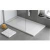 SHOWER ONLINE Piatto doccia in resina FLOW scarico lineare frontale Colore Bianco 140x80 finitura effetto ardesia antiscivolo, griglia in acciaio inox e piletta