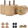 Btowin L.BAN Piedini per mobili in Legno massello da 2 Pollici, Piedini per panini in Legno Rotondi Moderni 4 Pezzi con bulloni filettati da 5/16 '' per Ganci e Piastra di Montaggio e Viti per Divano Let