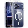 Qasyfanc Cover Magnetica per iPhone 17 Pro, Trasparente | 2 Pezzi Vetro Temperato,Compatibile con MagSafe, Protezione Obiettivo,Protezione Militare Antiurto,Custodia Bumper Antiurto