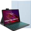 YHFZR Custodia con tastiera per Lenovo Yoga Tab da 11,1 pollici 2025, QWERTZ tedesco, ultrasottile, con illuminazione a 7 colori, tastiera wireless con custodia protettiva, blu