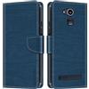 Shantime Custodia pelle effetto legno per Saiet Smart Senior STS550 - Blu | 5.5 Custodia flip con chiusura magnetica, portacarte e guscio portafoglio a protezione totale