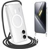 Yoedge Magnetica Trasparente Cover per Xiaomi Poco X8 Pro Max 5G con Cordino,Custodia con Collana Sottile Silicone TPU Antiurto Bumper Protettivo Case con Magneti [Compatibile con MagSafe], Nero