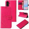 LBH Custodia per cellulare per Samsung Galaxy A57 5G, con farfalle e fiori, funzione leggio, magnetica, protezione completa a 360°, colore rosa
