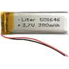 Liter energy battery Batteria 501646 LiPo 3.7V 380mAh 1.406Wh 1S 5C Liter Energy Battery per l'elettronica Ricaricabile Telefono Portatile Smartwatch Orologio GPS - Non adatto per Radiocomando 48x16x5mm (380mAh|501646)