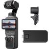 DJI Osmo Pocket 4 Combo Spotlight Live, fotocamera stabilizzata tascabile per vlog, CMOS da 1″ e 4K/240fps, stabilizzazione a 3 assi, impugnatura con batteria integrata, registrazione dal vivo