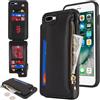 SailorTech per iPhone 7 Plus Custodia per telefono con porta carte di credito per uomo, iPhone 8 Plus Custodia con slot per carte di credito Portafoglio Zipper per donna-Nero