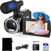 Vmotal Videocamera digitale con microfono e scheda SD, foto 36MP/registratore video HD 2.7K, videocamera per principianti per bambini/studenti/adolescenti