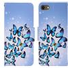 AIFILLE Flip Cover Compatibile con iPhone 7/ iPhone 8 Volare Farfalla Blu Originale Disegni Custodia Portafoglio Donna a Libro PU Pelle Porta Carte Chiusura Magnetica Antiurto Protettiva Rigida