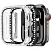 MYAPULUA 2 Pezzi Bling Cover per Apple Watch Custodia Rigida PC con Brillantini Glitter con Pellicola Protettiva in Vetro Temperato Custodia Protettiva per iWatch serie 10 9 8 7 6 5 4 SE
