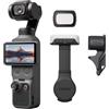 DJI Osmo Pocket 4 Combo Audio con trasmettitore per Mic Mini 2, fotocamera stabilizzata tascabile per vlog, CMOS da 1″ e 4K/240fps, stabilizzazione a 3 assi, zoom senza perdita 2×