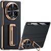 Fhyeugfy Custodia per Honor Magic V6 Cover, con Staffa pieghevole, Premium PU Pelle Indietro Custodie, Antiscivolo e Antiurto Custodia(Nero)