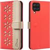 BLOTECH Pizzo Traforato Cover per Samsung Galaxy A12 Custodia Cellulare PU Cuoio Pizzo Traforato Portafoglio Custodia Libro 3 Porta Carte Flip Wallet Case per Samsung Galaxy A12 - Rosso