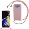 MBSLFY Cover per Cordino con Collana per Samsung Galaxy Note 9, Custodia Silicone Morbido con Corda, Case Tracolla Silicone con Necklace Regolabile per Samsung Galaxy Note 9, Rosa chiaro