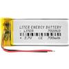 Liter energy battery Batteria 702050 LiPo 3.7V 700mAh 2.59Wh 1S 5C Liter Energy Battery per l'elettronica Ricaricabile Telefono Portatile Smartwatch Orologio GPS - Non adatto per Radiocomando 52x20x7mm (700mAh|702050)
