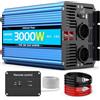 JARXIOKE Inverter Onda Pura 3000W Invertitore di Potenza 24v 220v/230v Trasformatore di Potenza Convertitore - 2 Prese AC e Porte USB e Porte di Cablaggio ad Alta Corrente per Auto Camper Barca